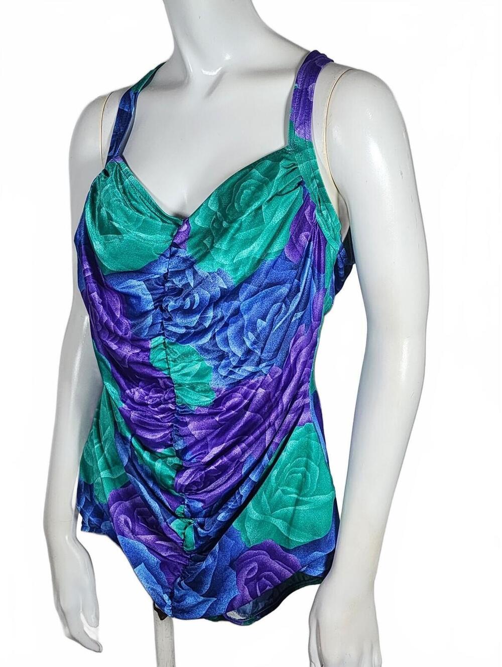 Vintage Jantzen Floral One Piece Swimsuit Size 26W